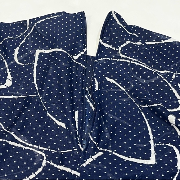 Vintage 70s Lynn Davis Sheer Blue White Polka Dot Dress With Tie Union Tag Sz 12 - Picture 11 of 16